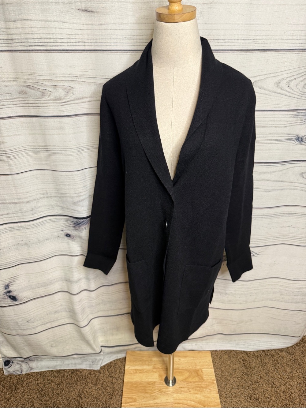 Charter Club Black one button Shawl-Collar Cardigan